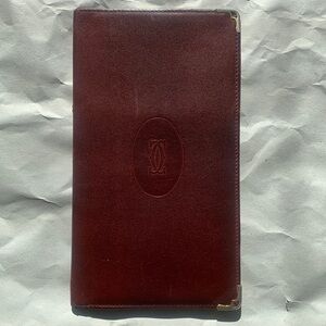 Cartier Wallet Bifold Leather Men’s One‎ Size Burgundy Designer Luxury